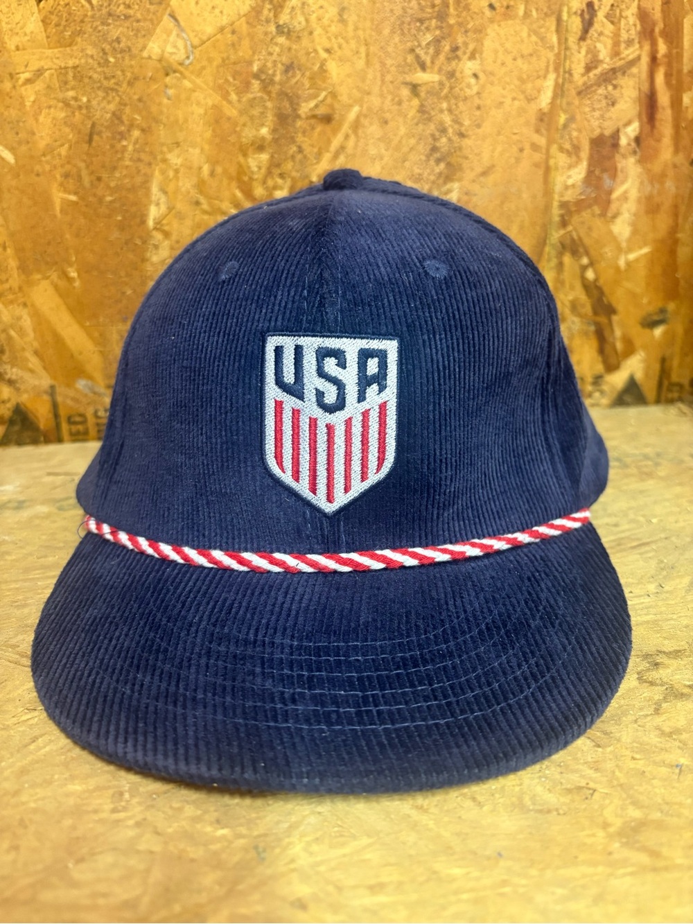 USA Embroidered Navy Corduroy Cap